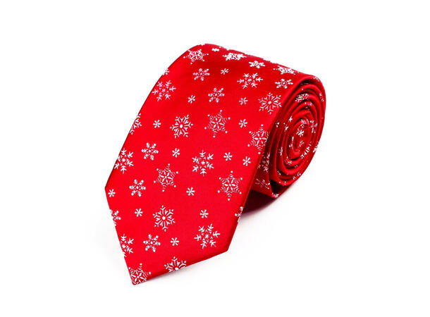 Slips rødt m/snøflak Voksen L:144cm Polyester. Pakket i gaveeske 