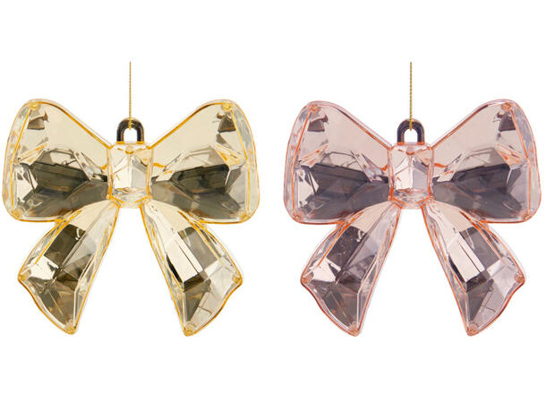 Sløyfe hvit rosa akryl PE 12x3x11cm 2ass Display 16stk 