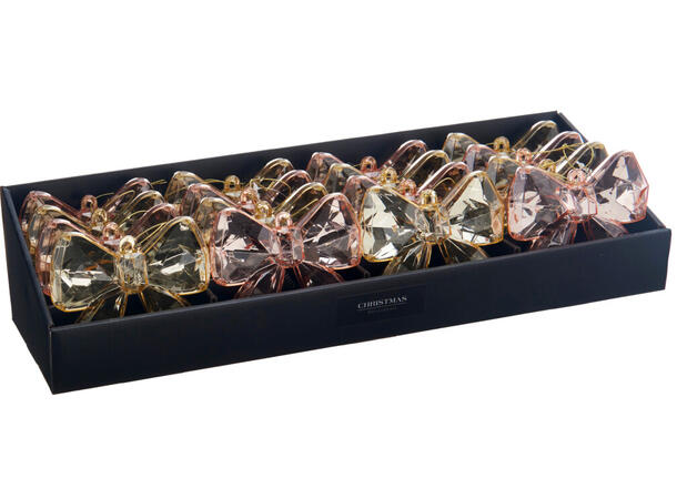 Sløyfe hvit rosa akryl PE 12x3x11cm 2ass Display 16stk 