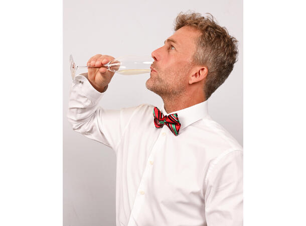 Sløyfe rød m/striper voksen Pakket i gaveeske 