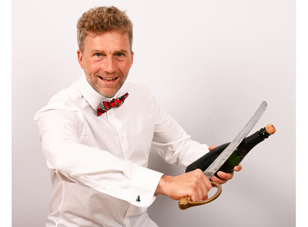 Sløyfe rød m/striper voksen Pakket i gaveeske 