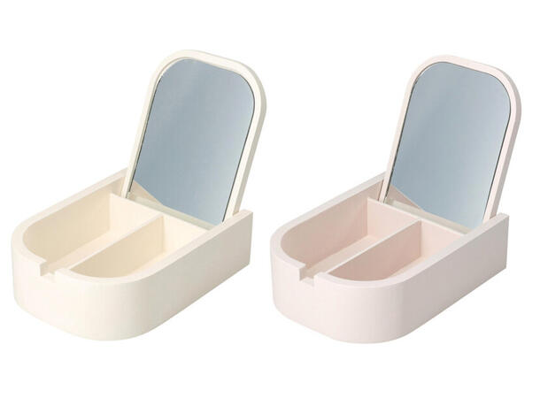Smykkeskrin speil/MDF 17x5x13cm 2 ass Offwhite og sand 