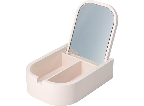 Smykkeskrin speil/MDF 17x5x13cm 2ass Offwhite og sand 