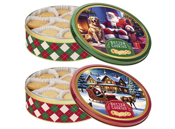 Smørkjeks metallboks 340gr 2ass 