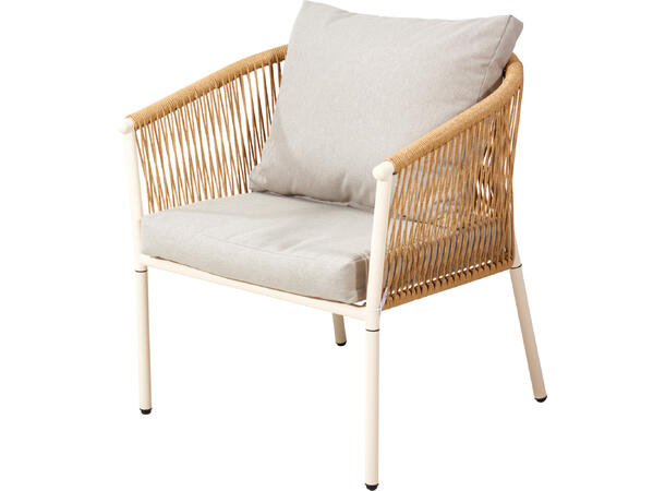 Sofasett stål/rotting beige m/puter 4 deler 