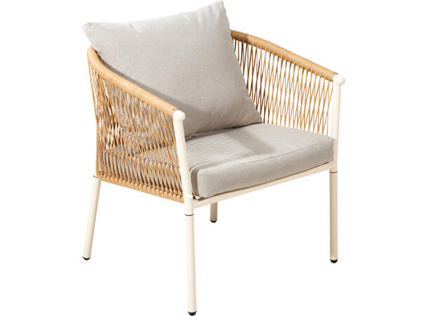 Sofasett stål/rotting beige m/puter 4 deler 