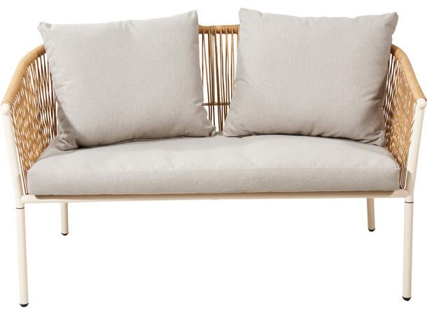 Sofasett stål/rotting beige m/puter 4 deler 