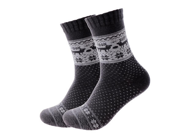 Sokk Ull mørk grå m/reinsdyr 41-47 50% ull, 35% akryl, 15% nylon 