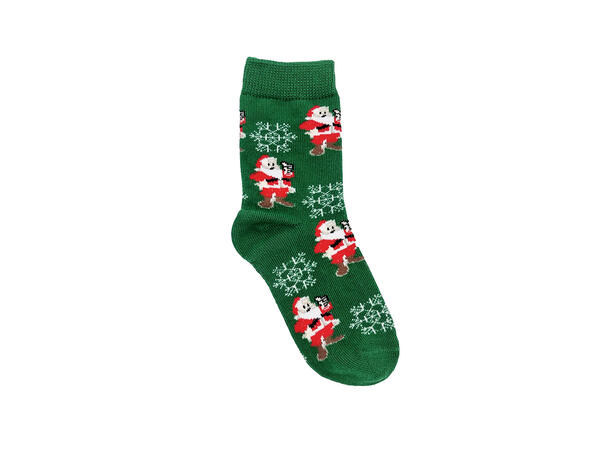 Sokk barn grønn m/nisse 5-7år 75% bomull, 22% polyester, 3% elastan 