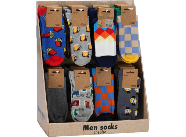 Sokk for menn polyester l:35cm 8ass Display med 48 par 