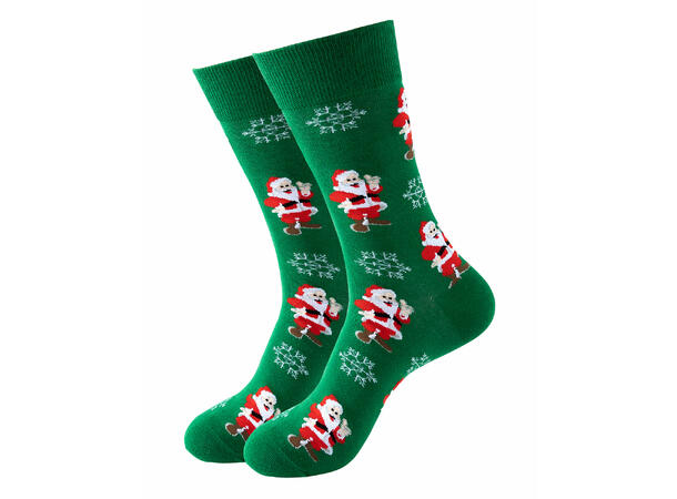 Sokk grønn med nisse 36-40 75% bomull, 22% polyester, 3% elastan 