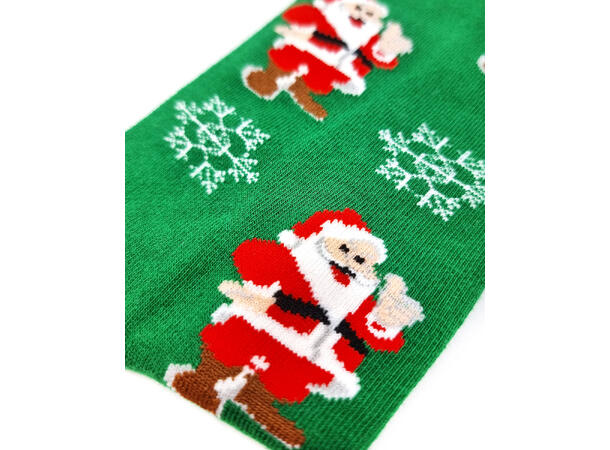 Sokk grønn med nisse 36-40 75% bomull, 22% polyester, 3% elastan 