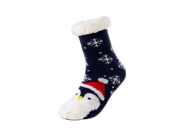 Sokk kose blå m/pingvin barn M 80% akryl, 20% polyester 