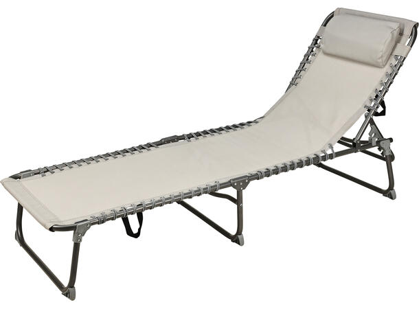 Solseng grå/beige 193x60x30cm Stålramme 22mm plast hjørnebeskyttere 