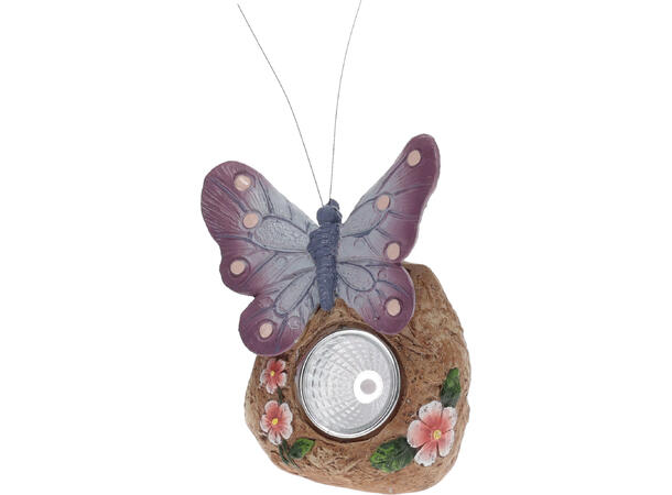 Sommerfugl m/stein Solar 9,5x7x11cm 4ass Display med 12stk 