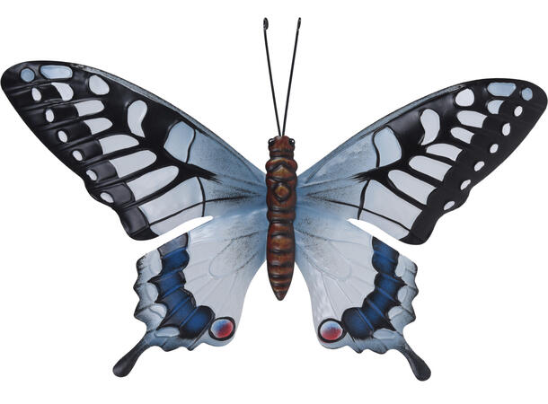 Sommerfugl metall veggdekor 35x24cm 6ass 