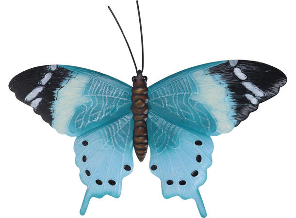 Sommerfugl metall veggdekor 35x24cm 6ass 