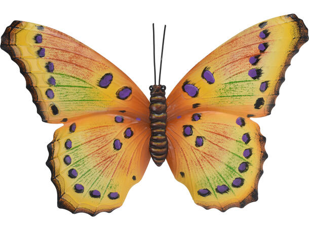 Sommerfugl metall veggdekor 35x24cm 6ass 