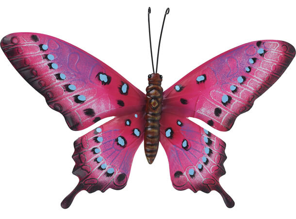 Sommerfugl metall veggdekor 35x24cm 6ass 