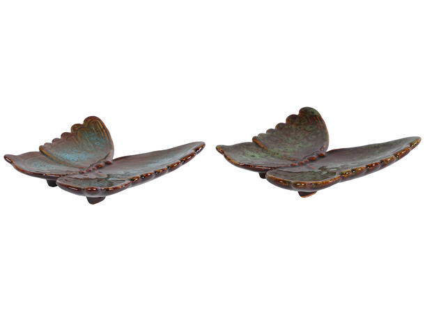 Sommerfugl vegg keramikk 13x12cm 2ass Forpk 18 stk 