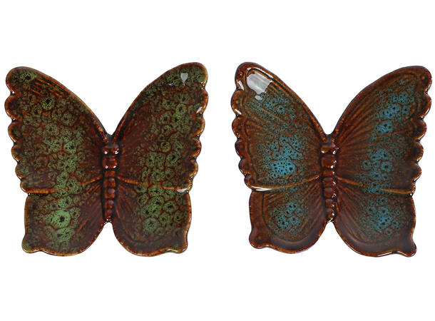 Sommerfugl vegg keramikk 13x12cm 2ass 