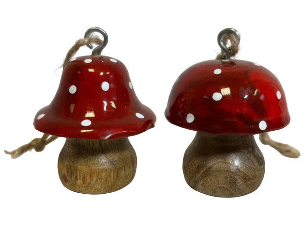 Sopp rød/natur mangotre 5x5x5cm Glasskrukke med 40 stk 16x16x26 cm 