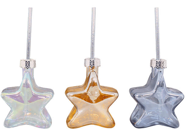 Stjerne Drikkeglass m/sugerør 14cm 3ass Forpk 24stk 