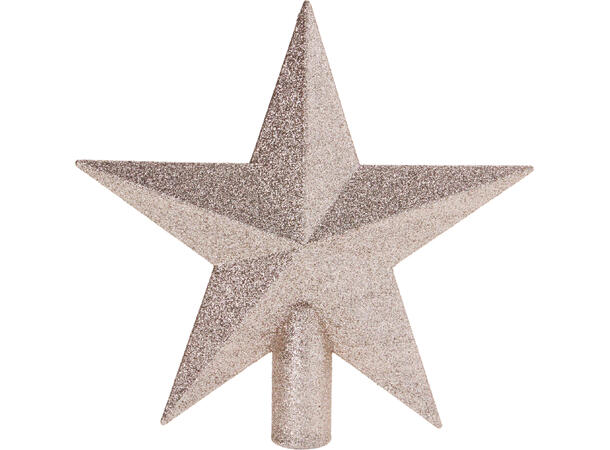 Stjerne til juletre hvit m/glitter 19cm PP plast fast glitter 