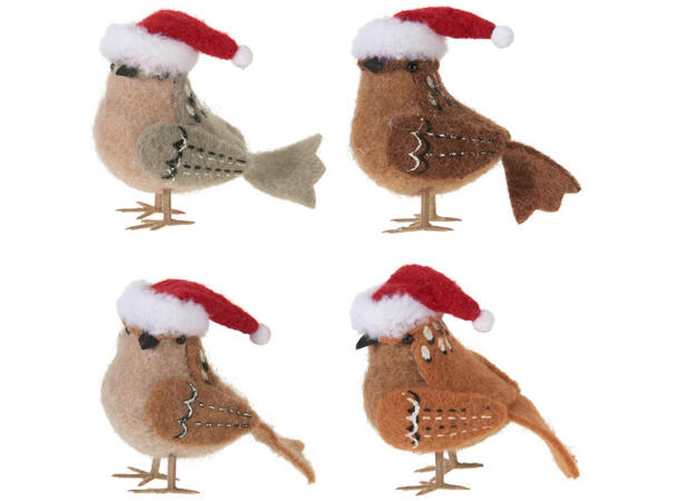 Stående fugl 12cm m/nisselue 4ass 