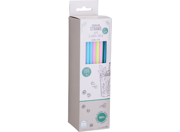 Sugerør PP 100 ass stk m/børste 20cm 