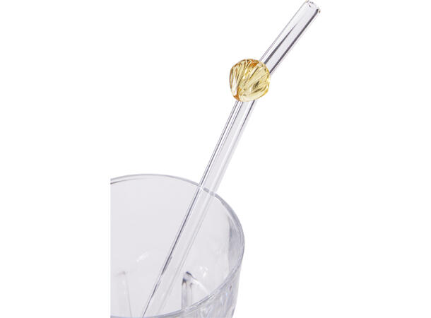 Sugerør glass m/assortert dekor 5stk Design: sommerfugl,blomst,sløyfe,skjell 