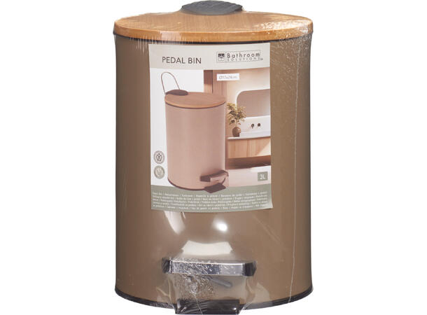 Søppelbøtte 3l metall/bambus 3ass Forpk 6stk Pedalbøtte 17x24cm 