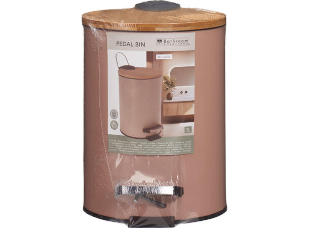 Søppelbøtte 3l metall/bambus 3ass Forpk 6stk Pedalbøtte 17x24cm 