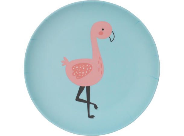 Tallerken melamin 21x2cm 4ass Design: tiger, flamingo, skilpadde, ape 