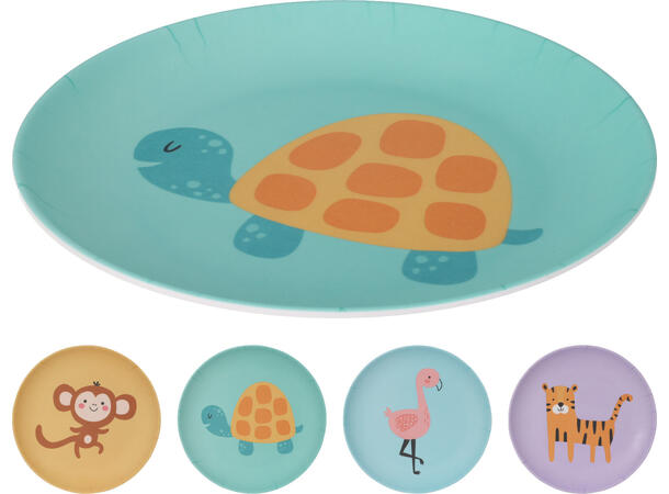 Tallerken melamin 21x2cm 4ass Forpk 12stk 