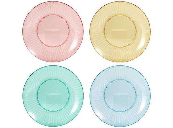 Tallerken stripet PP materiale 20cm 4ass PP materiale 