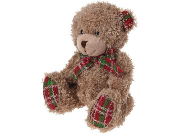 Teddybjørn julefigur 18cm 3ass Forpk 12stk Polyester m/sløyfe 