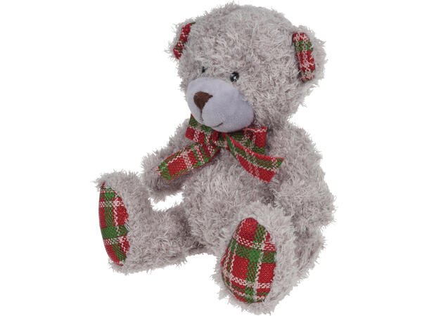 Teddybjørn julefigur 18cm 3ass Polyester m/sløyfe 