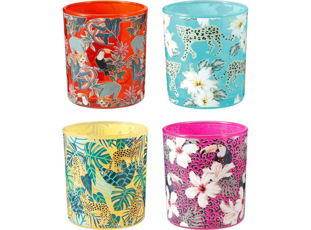 Telysglass jungel 7x7x7,8 cm 4ass Forpakn.36stk 