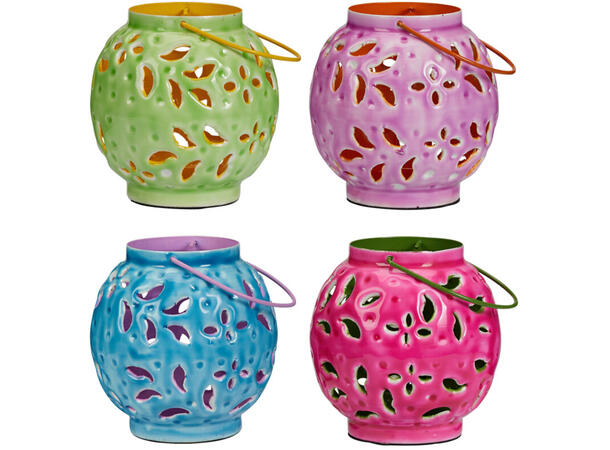 Telyslykt metall 12,5x12x13cm 4ass 