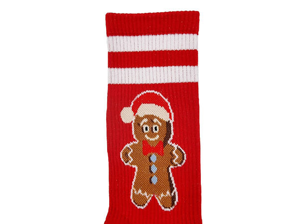 Tennissokk rød m/kakemann 41-47 75% bomull, 22% polyester, 3% elastan 