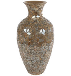 Vase gull mosaikk metall 22x22x42cm Forpk 3stk