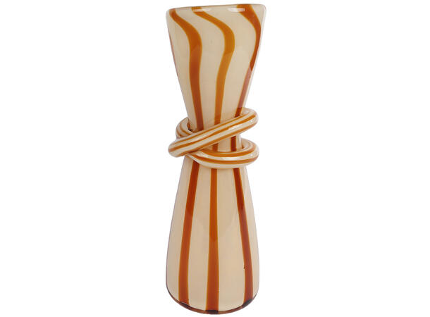 Vase håndlaget beige/brunt glass 29cm 