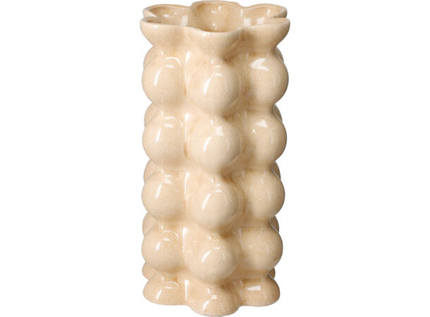 Vase keramikk bobler 13x25cm 3ass m/blomsterform-åpning lys gul,grønn,krem 