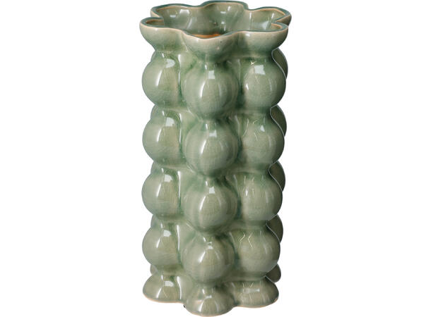 Vase keramikk bobler 13x25cm 3ass m/blomsterform-åpning lys gul,grønn,krem 