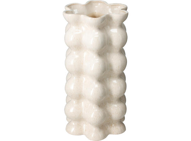 Vase keramikk bobler 13x25cm 3ass m/blomsterform-åpning lys gul,grønn,krem 