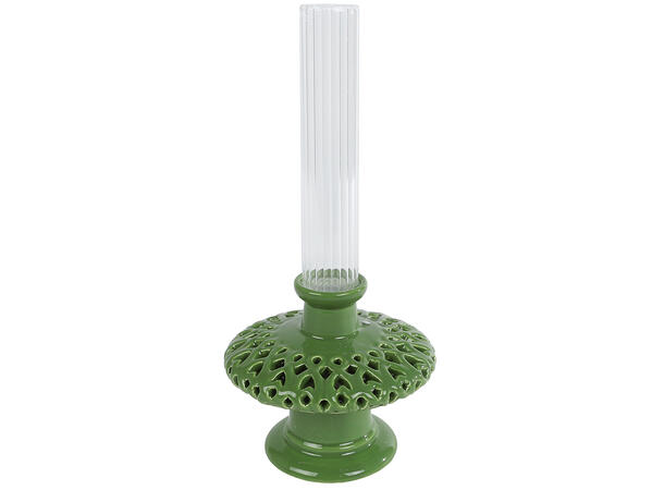Vase lampeform grønn keramikk 12x25cm 