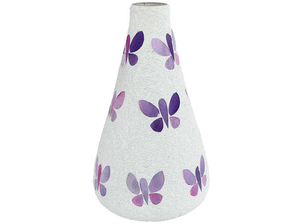 Vase sommerfugl mosaikk 15x15x24cm 3ass 