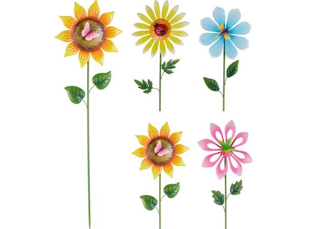 Vindmølle på pinne blomst 23,5x75cm 4ass Display med 24stk 