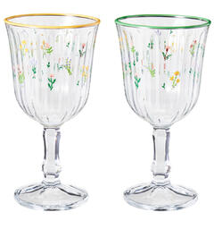 Vinglass blomster print 240ml 16cm 2ass Forpakning 6stk
